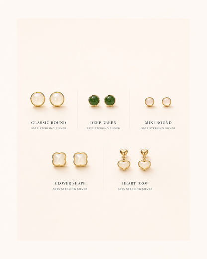 Lumi Jade Stud Collection | Sterling Silver - Lunelle Atelier