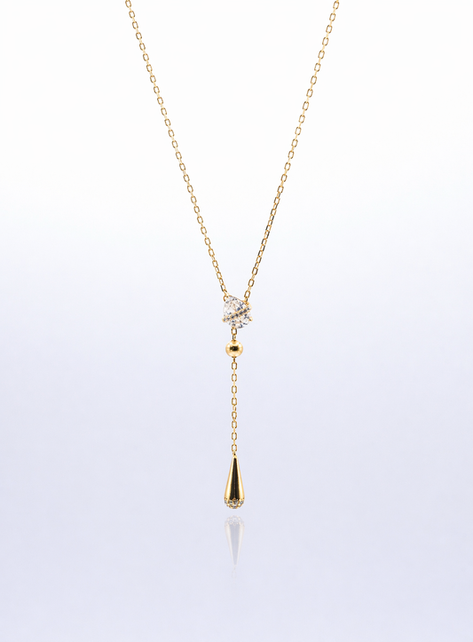 Dew Drop Y-Chain Necklace | Gold Finish - Lunelle Atelier