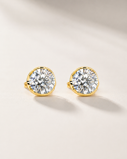 Floating Moissanite Ear Huggies 3 Carat | 18K Gold Plated - Lunelle Atelier