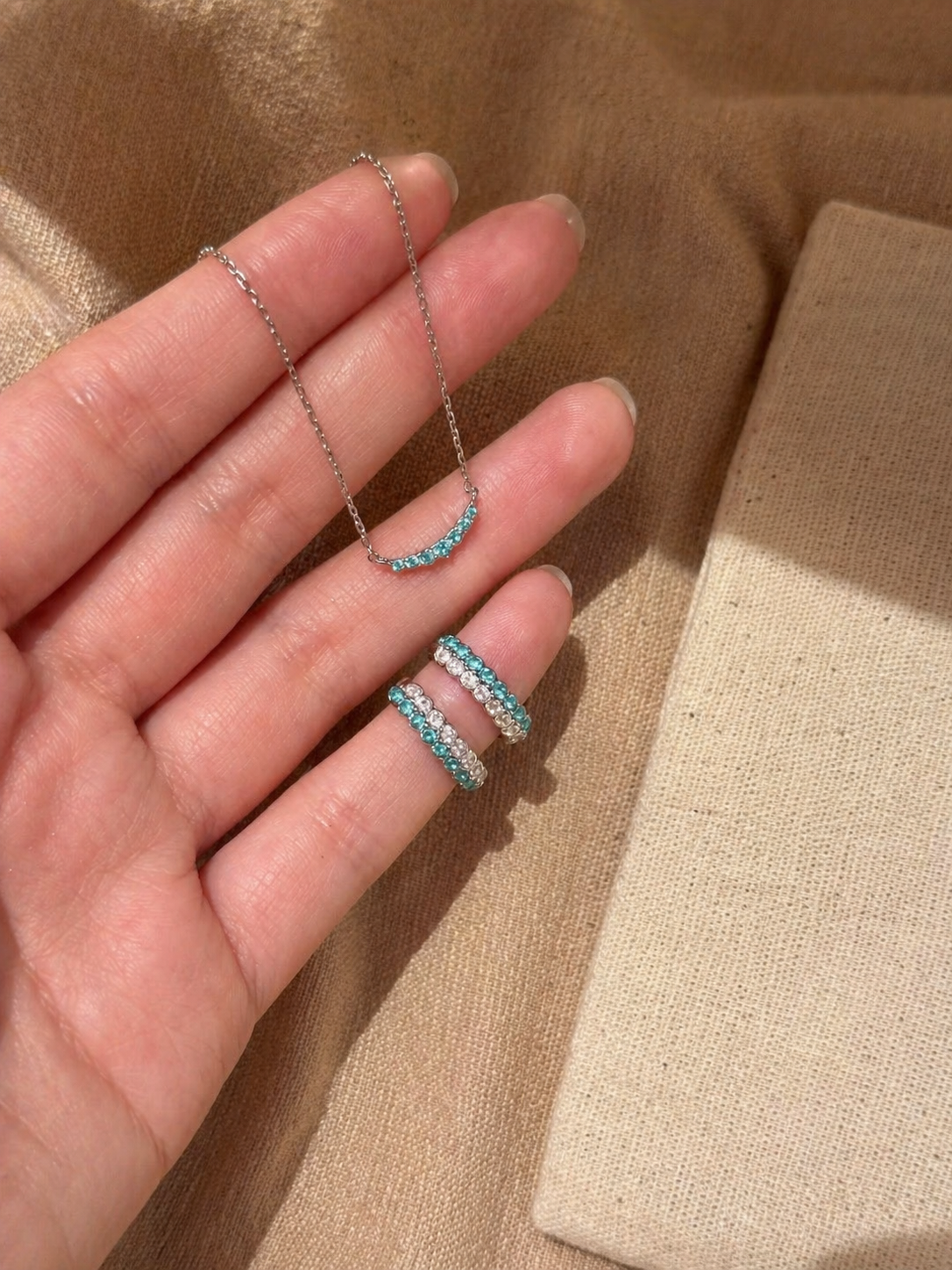 Mint Smile Necklace | Paraiba Blue Lab-Grown Gemstone - Lunelle Atelier
