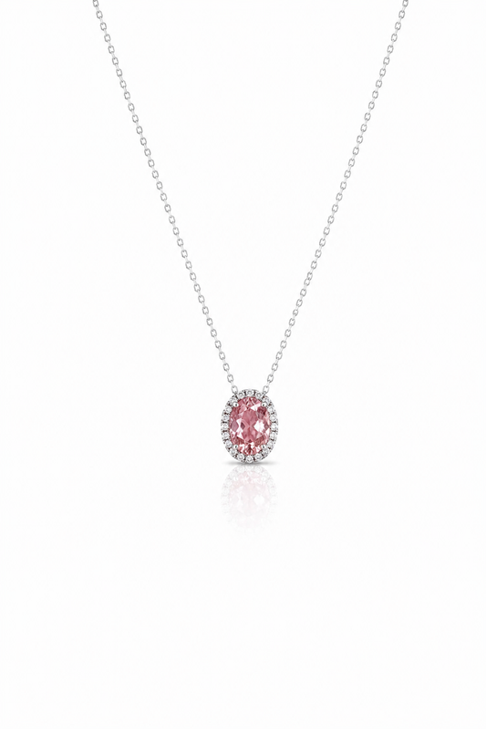 Lotus Blush Halo Necklace | Lab-Grown Pink Sapphire - Lunelle Atelier