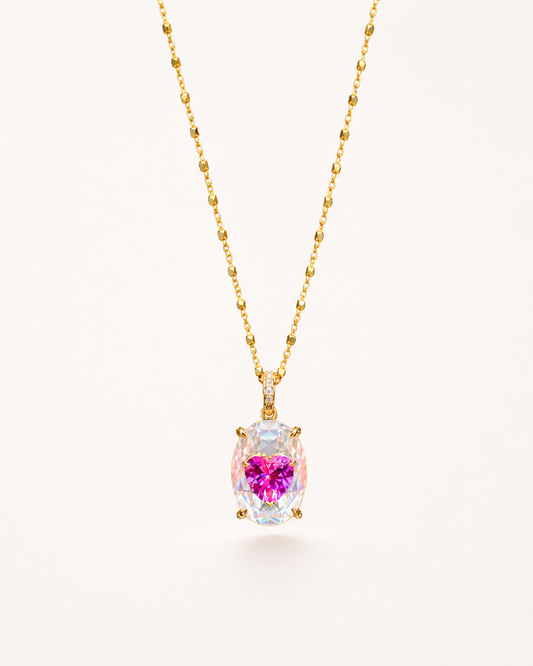 Heart of Light Pendant｜Ruby Pink Lab-Grown Gemstone - Lunelle Atelier