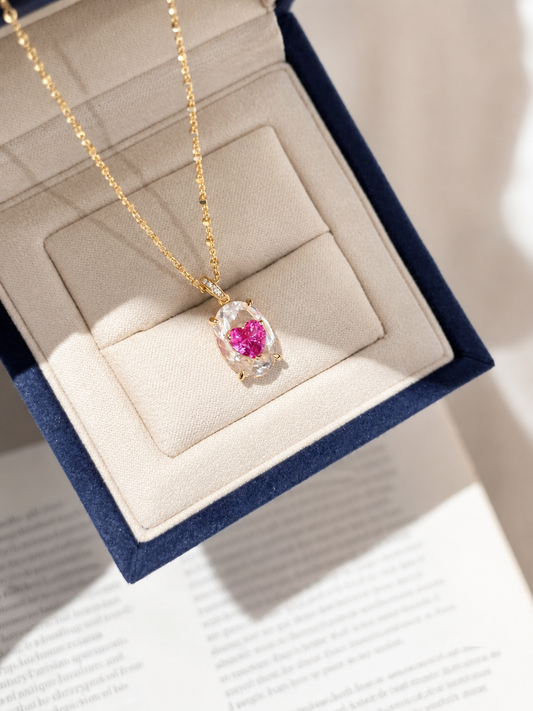 Heart of Light Pendant｜Ruby Pink Lab-Grown Gemstone - Lunelle Atelier