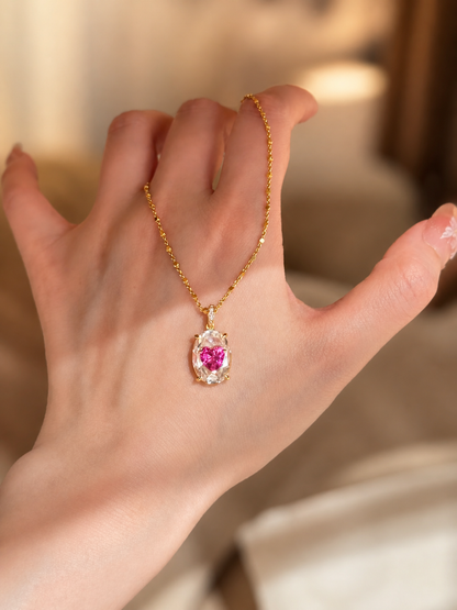 Heart of Light Pendant｜Ruby Pink Lab-Grown Gemstone - Lunelle Atelier