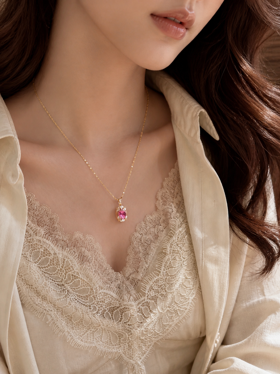 Heart of Light Pendant｜Ruby Pink Lab-Grown Gemstone - Lunelle Atelier
