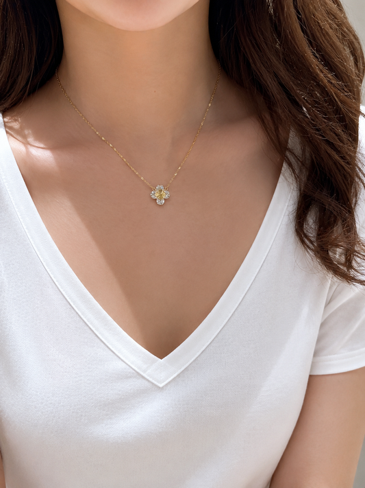 Clover Spark Necklace | 18K Gold Plated Sterling Silver - Lunelle Atelier
