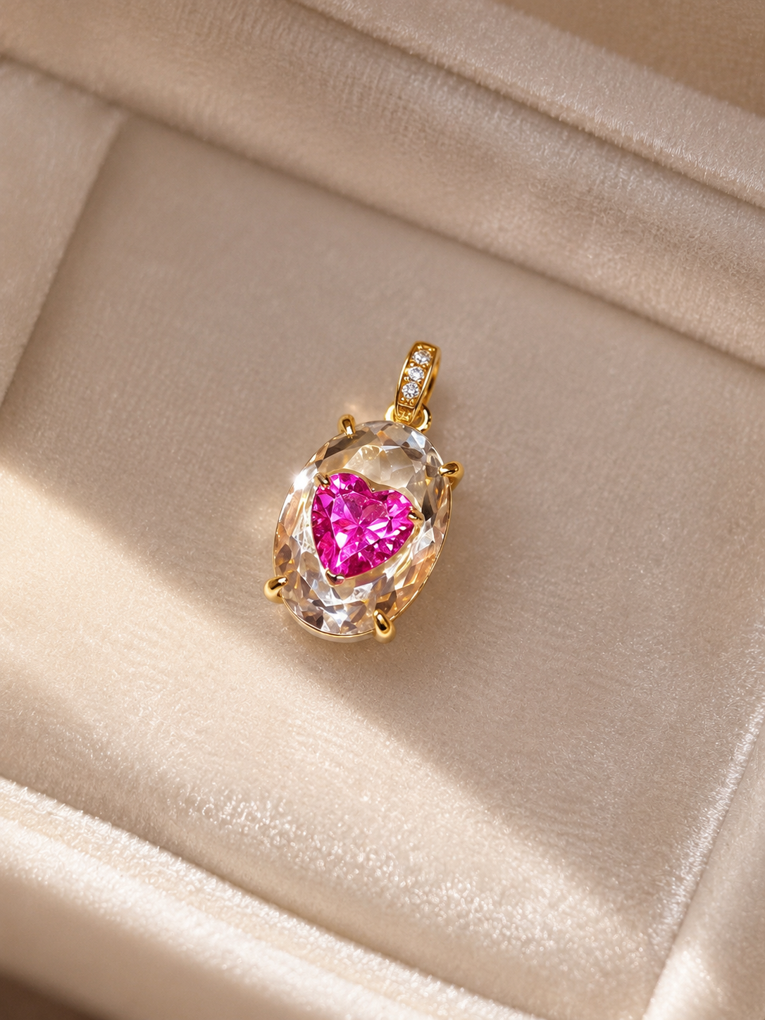Heart of Light Pendant｜Ruby Pink Lab-Grown Gemstone - Lunelle Atelier
