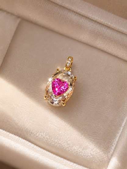 Heart of Light Pendant｜Ruby Pink Lab-Grown Gemstone - Lunelle Atelier
