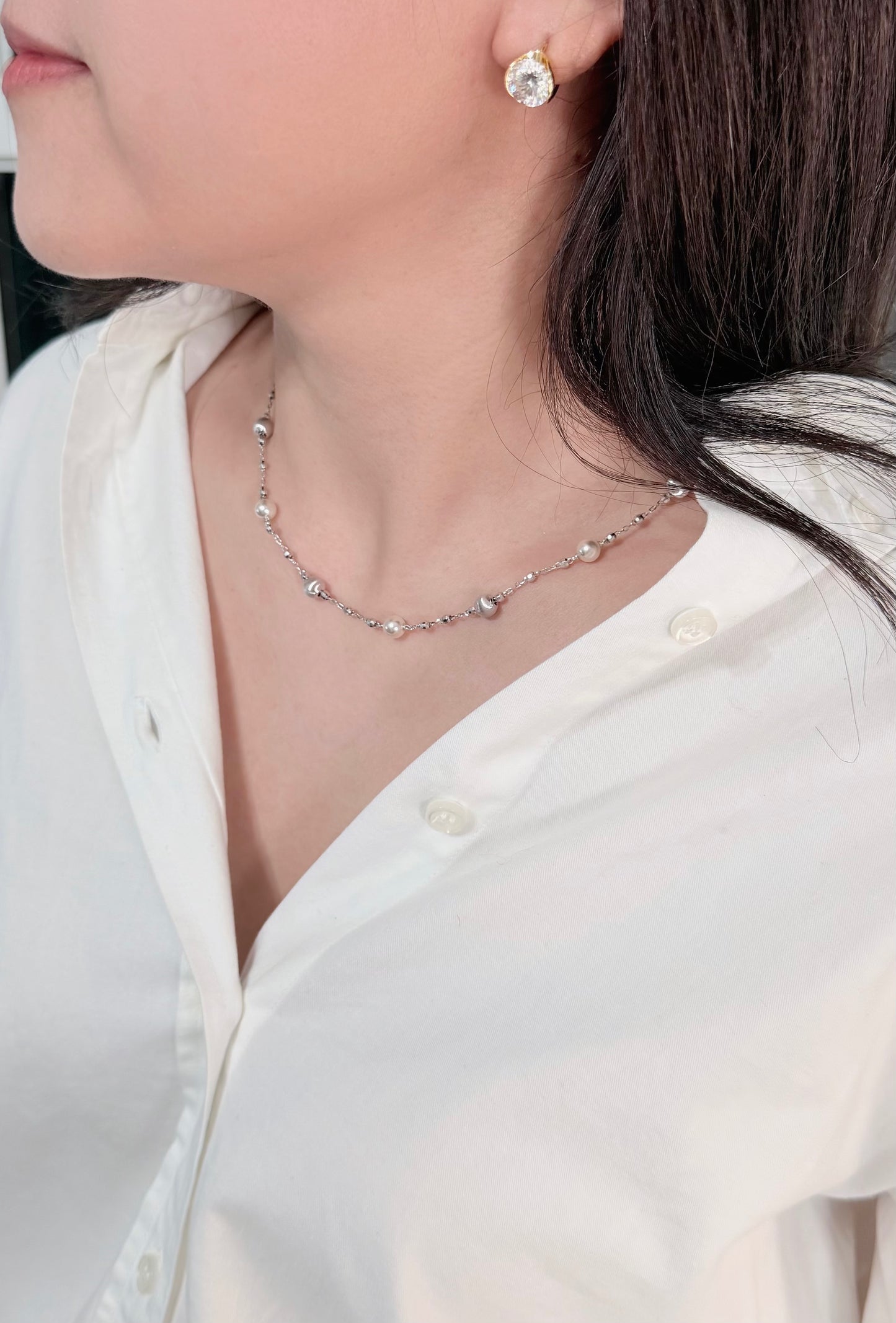 Floating Moissanite Ear Huggies | 18K Gold Plated - Lunelle Atelier