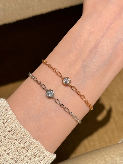 Adjustable Bezel Moissanite Chain Bracelet