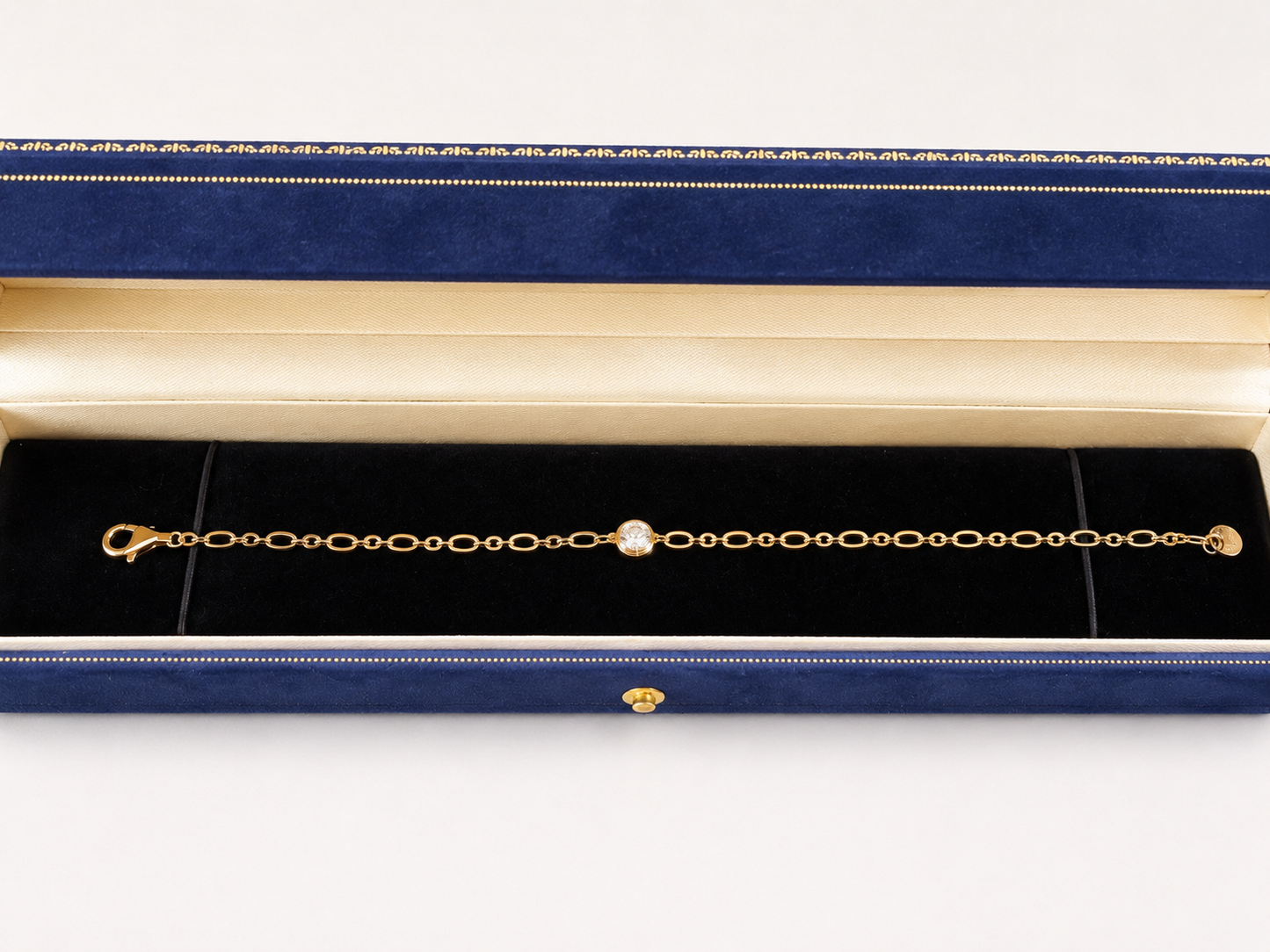 Adjustable Bezel Moissanite Chain Bracelet