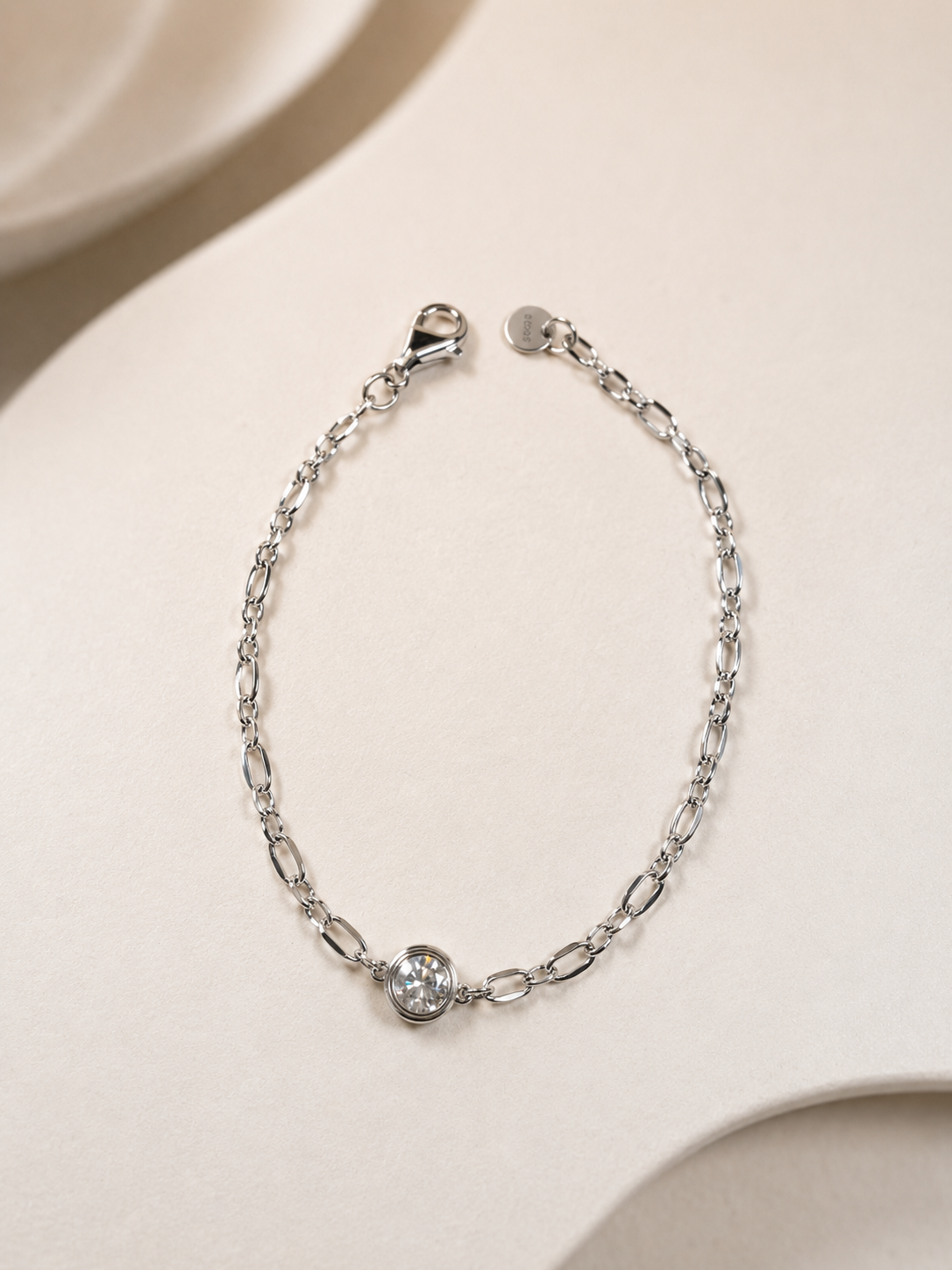 Adjustable Bezel Moissanite Chain Bracelet