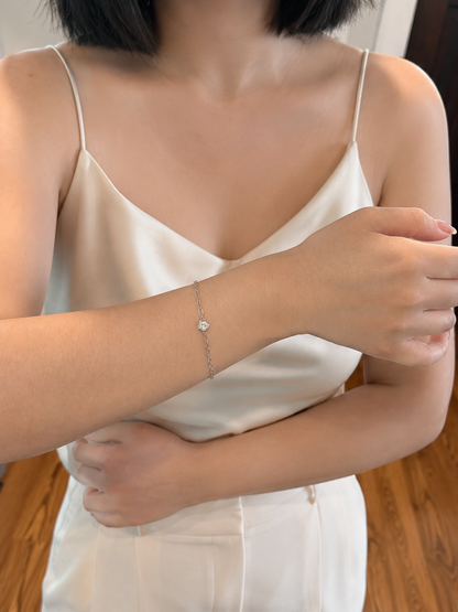 Adjustable Bezel Moissanite Chain Bracelet