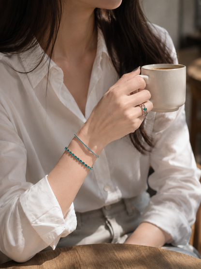 Petite Paraiba Tennis Bracelet | Paraiba Blue Lab-Grown Gemstone - Lunelle Atelier