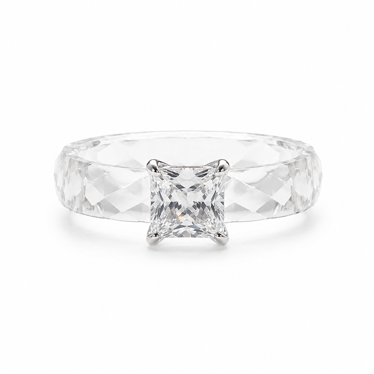 Princess Cut Crystal Statement Ring