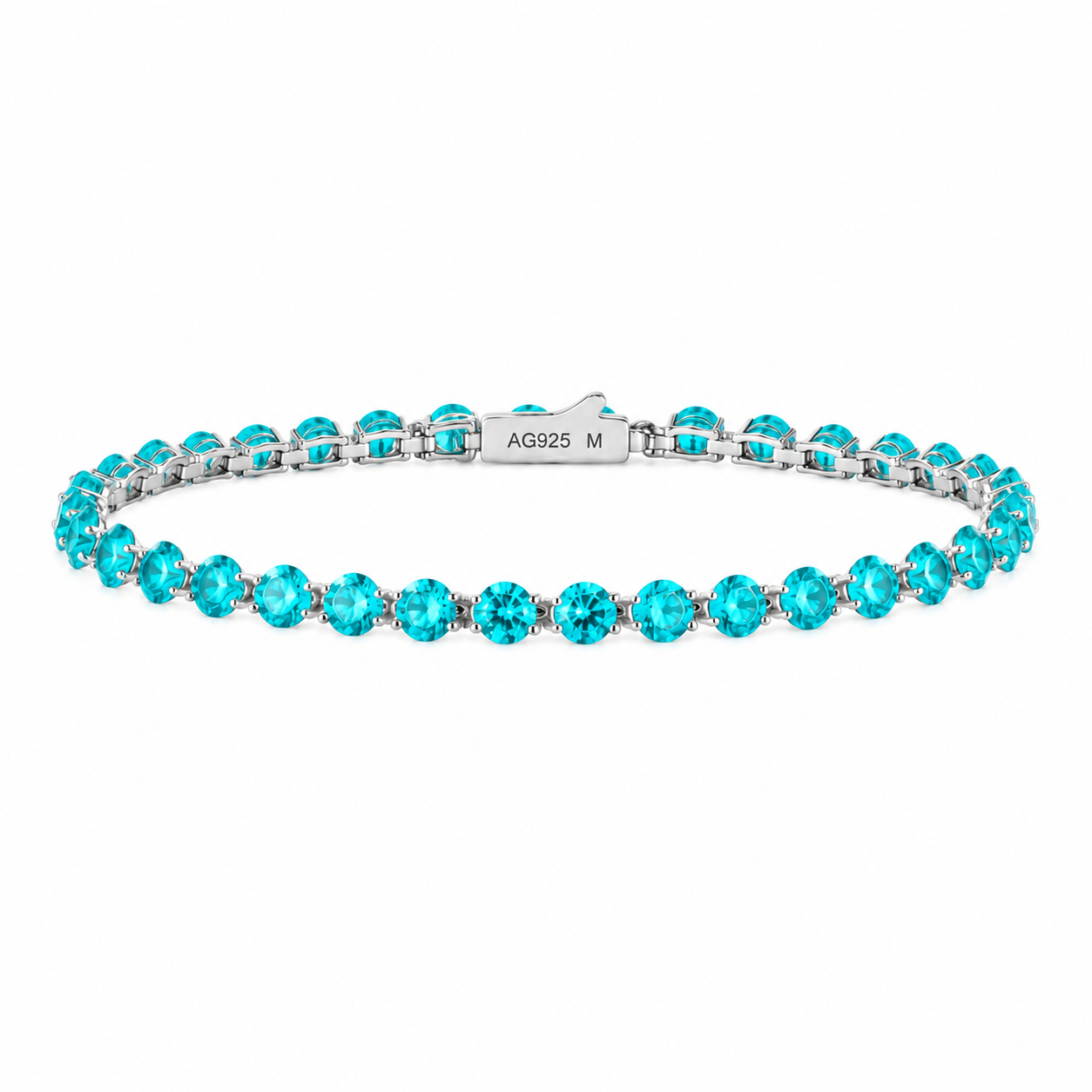 Floating Lab-Grown Paraiba Tennis Bracelet