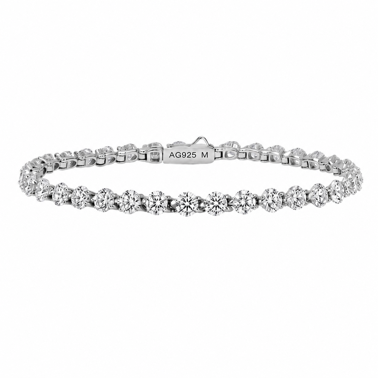Lunelle Atelier floating round-cut tennis bracelet with sparkling gemstones and delicate chain, elegant jewelry accessory