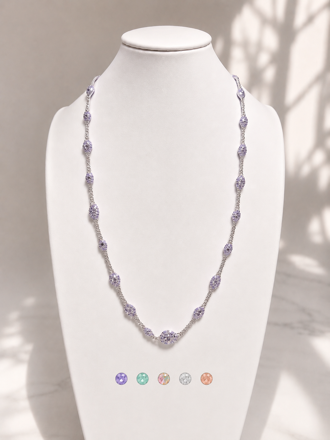 Lunelle Atelier Veil of Light woven necklace featuring delicate, intricate design with shimmering light-reflecting details.