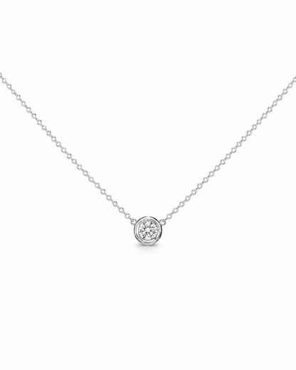 Sterling Silver Bezel Lab-Grown Diamond Solitaire Necklace