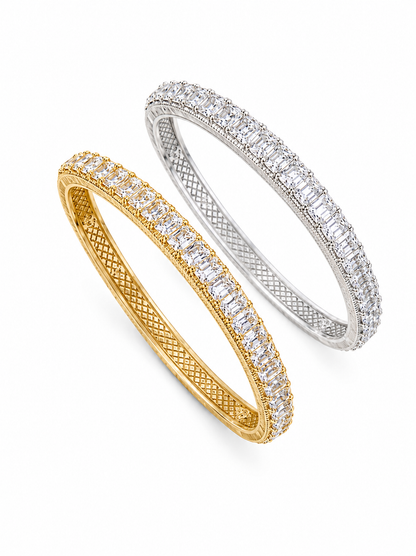 Baguette Oval Hinged Bangle
