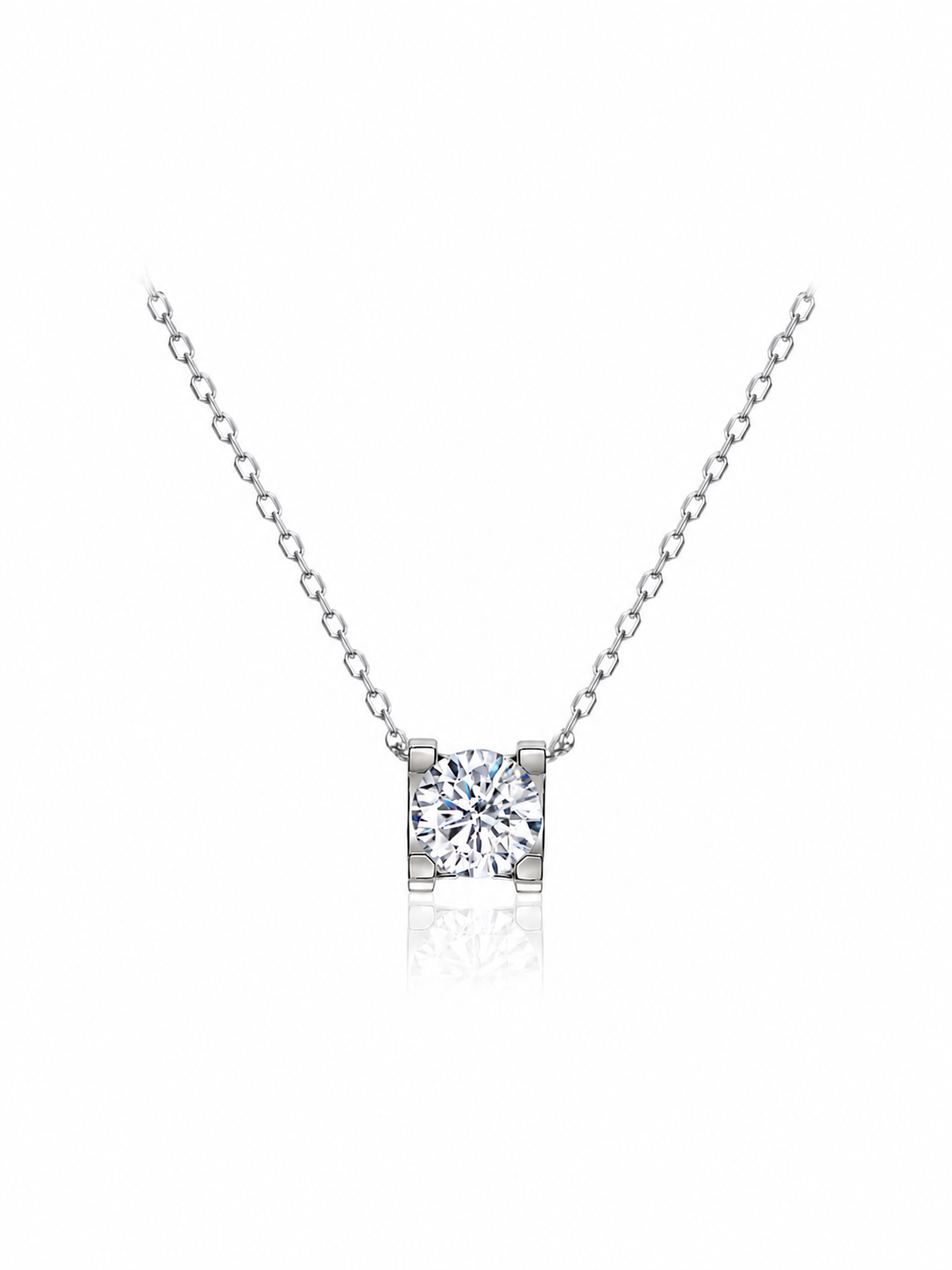 Lunelle Atelier sculpted solitaire lab-grown diamond necklace featuring a single sparkling diamond pendant on a delicate chain.