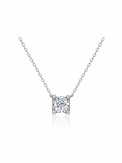 Lunelle Atelier sculpted solitaire lab-grown diamond necklace featuring a single sparkling diamond pendant on a delicate chain.