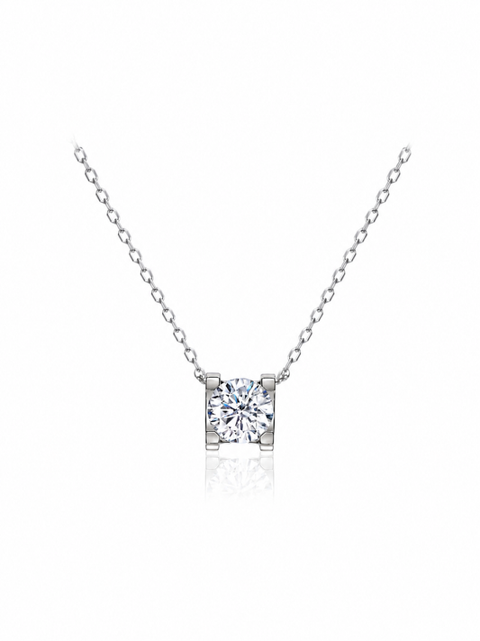 Lunelle Atelier sculpted solitaire lab-grown diamond necklace featuring a single sparkling diamond pendant on a delicate chain.