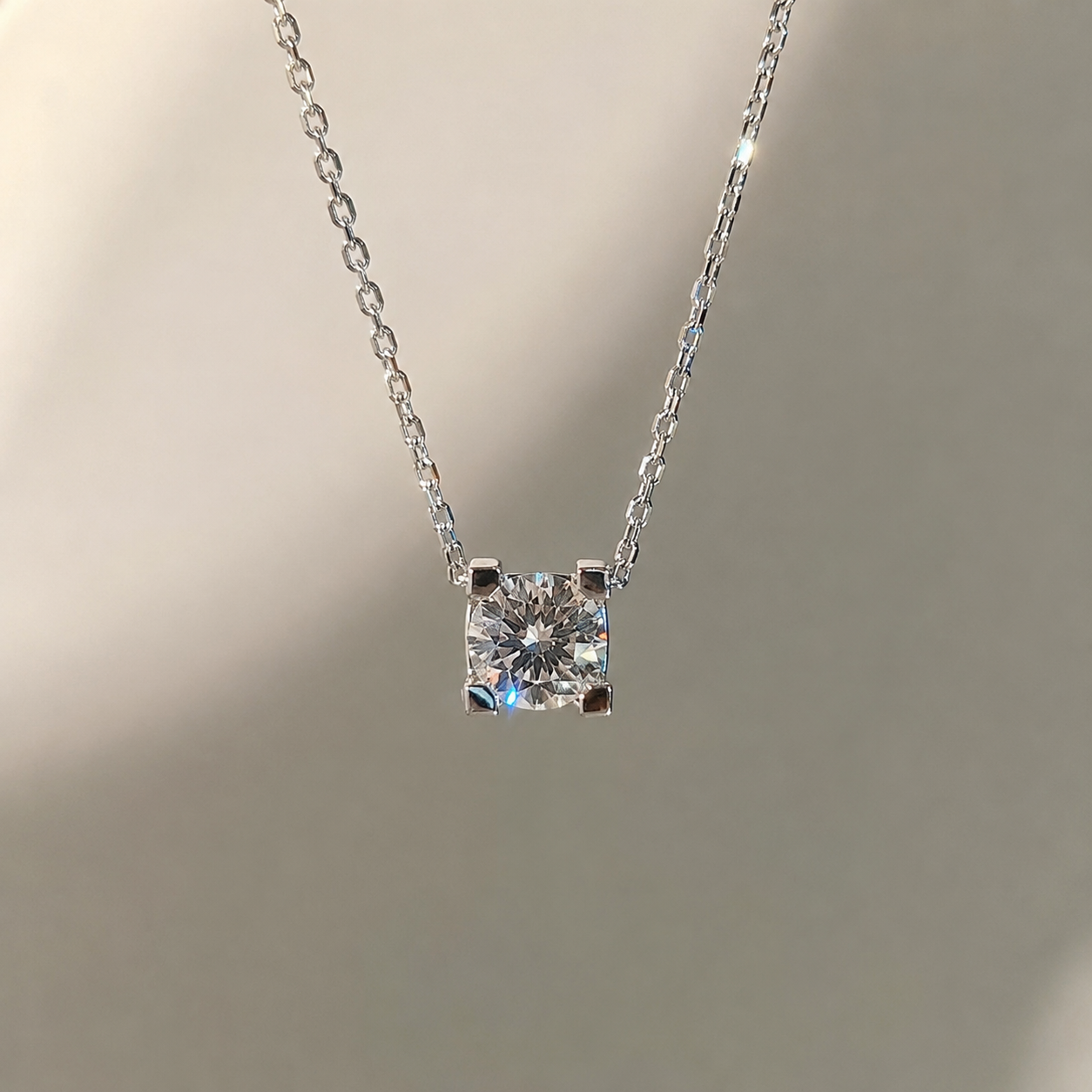 Lunelle Atelier sculpted solitaire lab-grown diamond necklace featuring a single sparkling diamond on a delicate chain.