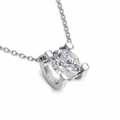 Lunelle Atelier Sculpted Solitaire Lab-Grown Diamond Necklace featuring a single sparkling diamond pendant on a delicate chain
