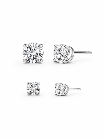Lunelle Atelier classic solitaire lab-grown diamond stud earrings featuring sparkling round diamonds on sleek metal studs.