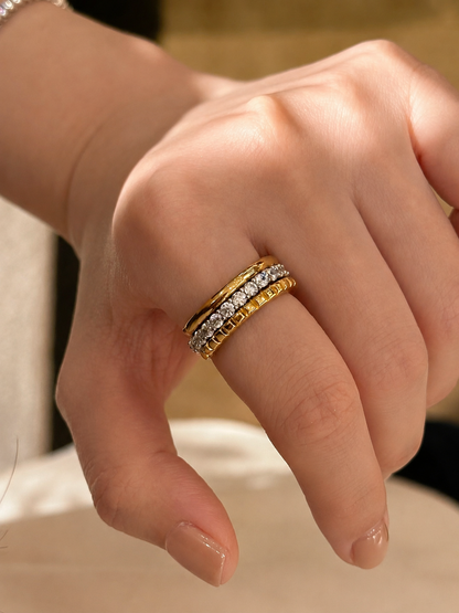 Lunelle Atelier Pivot Multi-Band Convertible Ring showcasing a sleek, modern design with multiple adjustable bands.