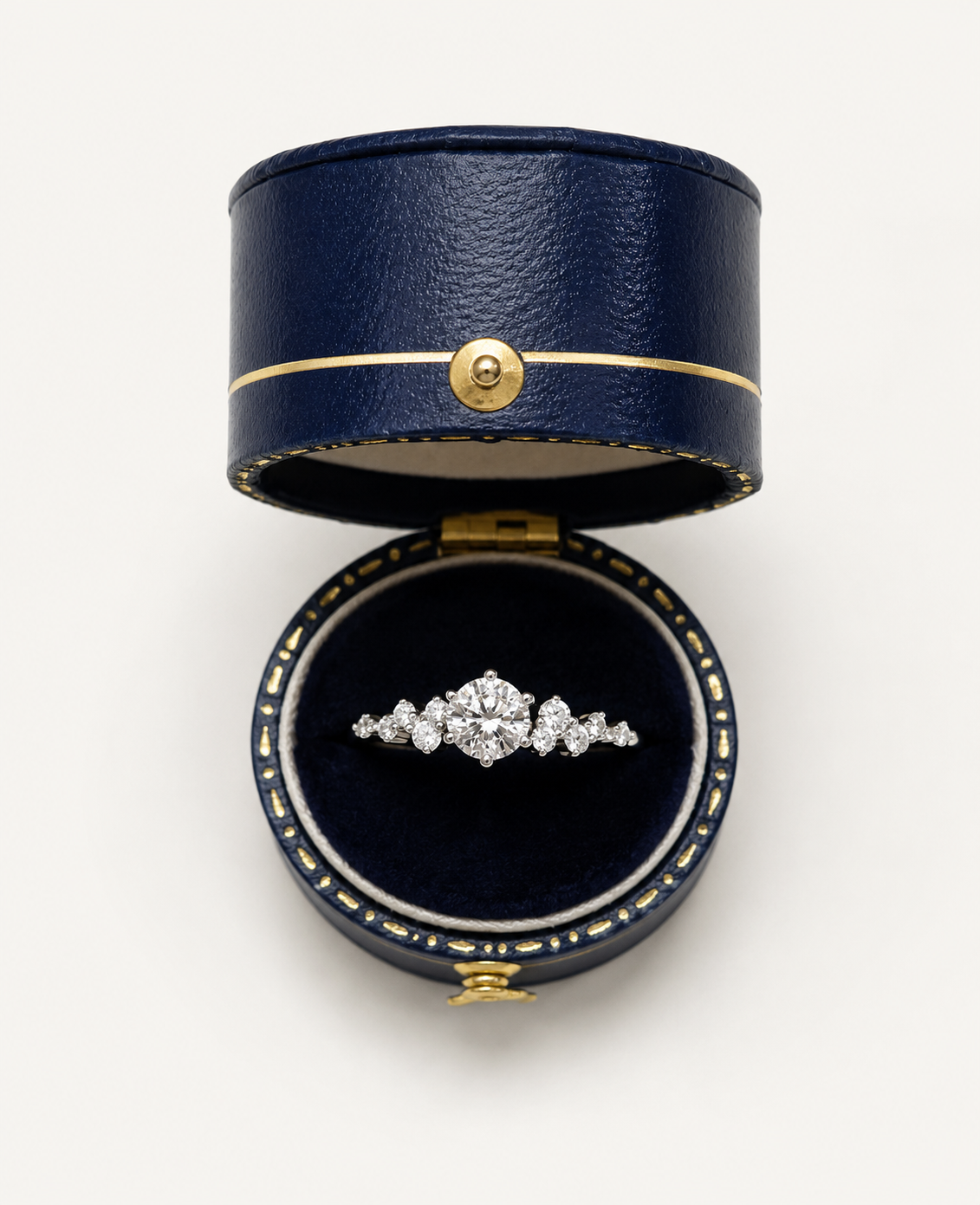 Lunelle Atelier Bloom 0.70 CTW lab-grown diamond ring with a sparkling design and elegant band on a white background.