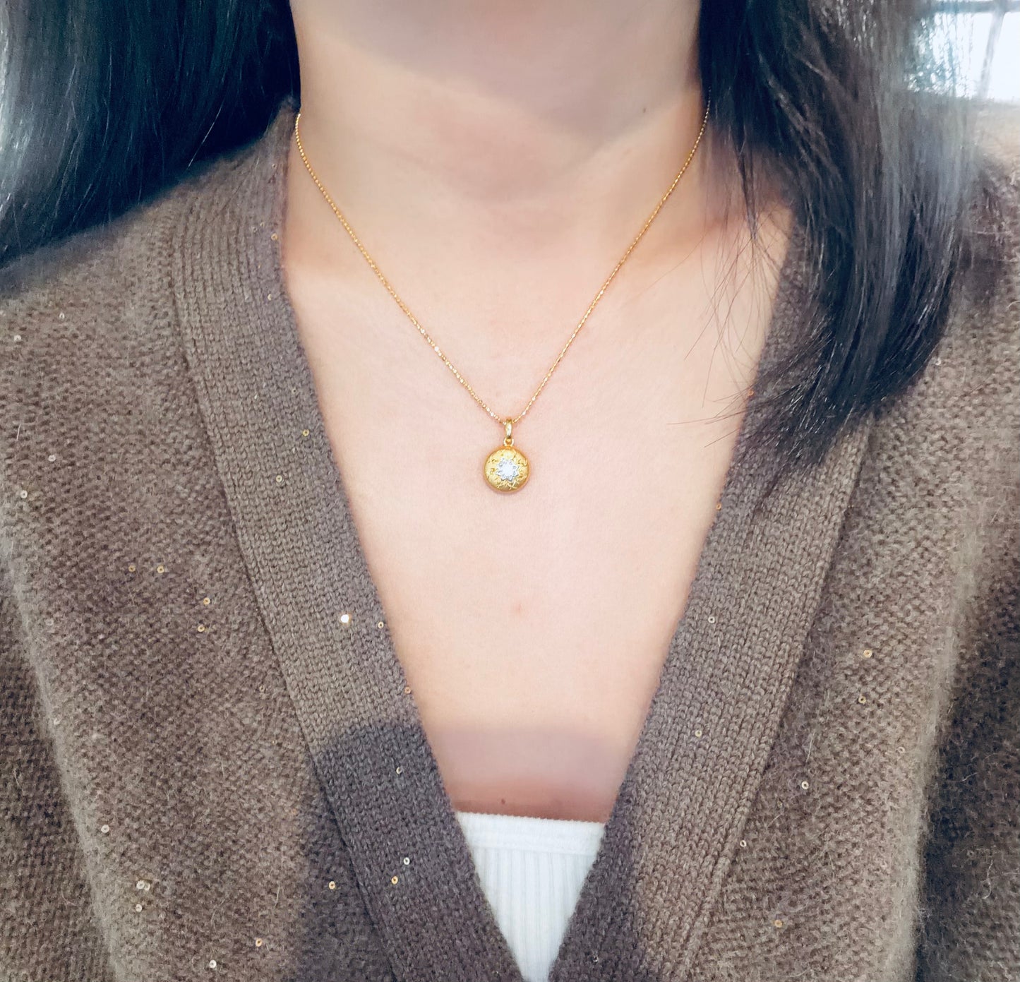 Little Solé Reversible Necklace, Yellow Gold - Lunelle Atelier