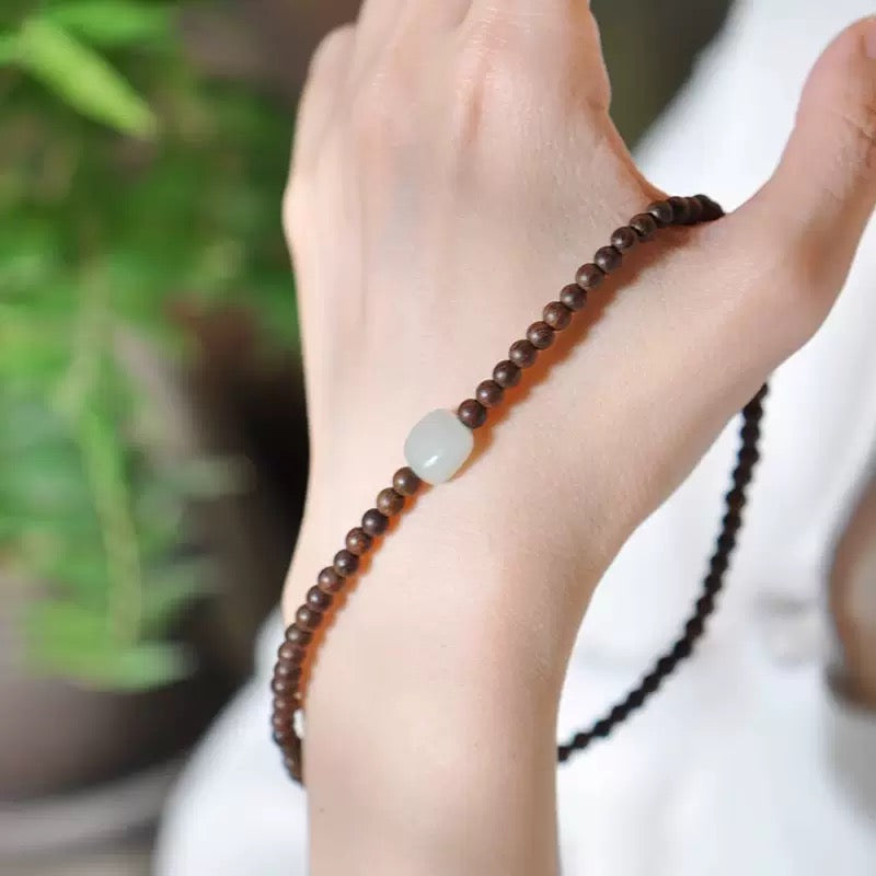 Sandalwood Jade Wrap Bracelet |Zitan x Hetian Jade - Lunelle Atelier