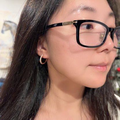 Round Moissanite Circle Hoop Earrings | Champagne Rose Gold over Silver - Lunelle Atelier