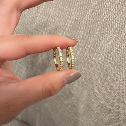 Round Moissanite Circle Hoop Earrings | Champagne Rose Gold over Silver - Lunelle Atelier