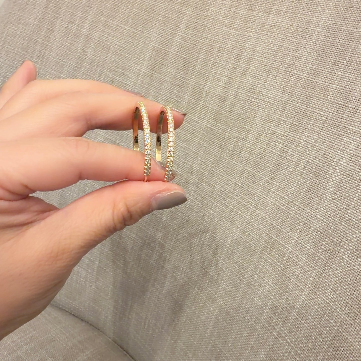 Round Moissanite Circle Hoop Earrings , Champagne Gold - Lunelle Atelier