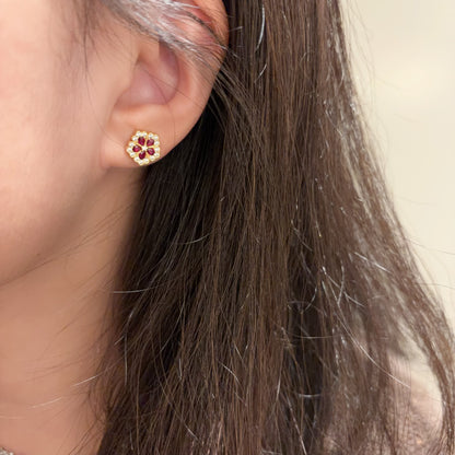 Royal Ruby Fleur Earrings - Lunelle Atelier