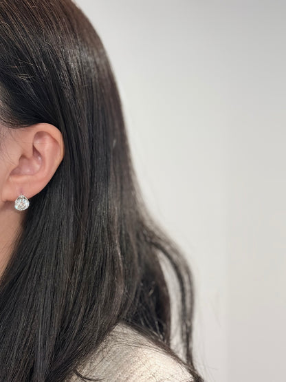 Floating Moissanite Ear Huggies, White Gold - Lunelle Atelier