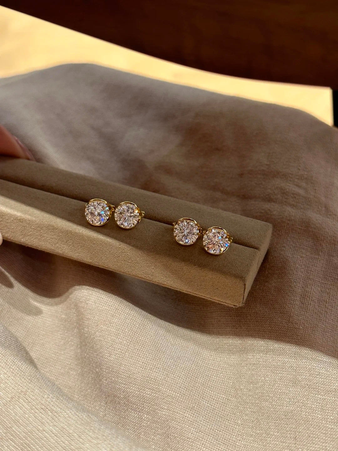 Floating Moissanite Ear Huggies 3 Carat |18K Gold Plated Sterling Silver - Lunelle Atelier