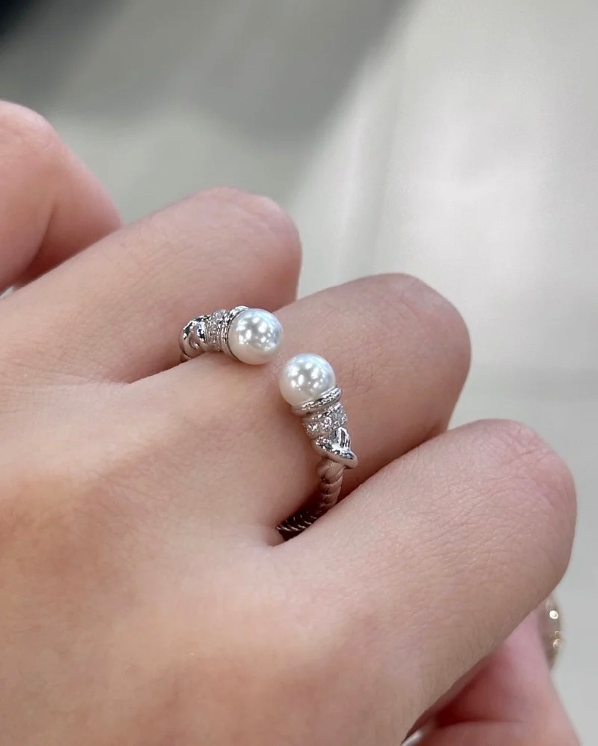 Luminous Dual Pearl Cable Ring - Lunelle Atelier