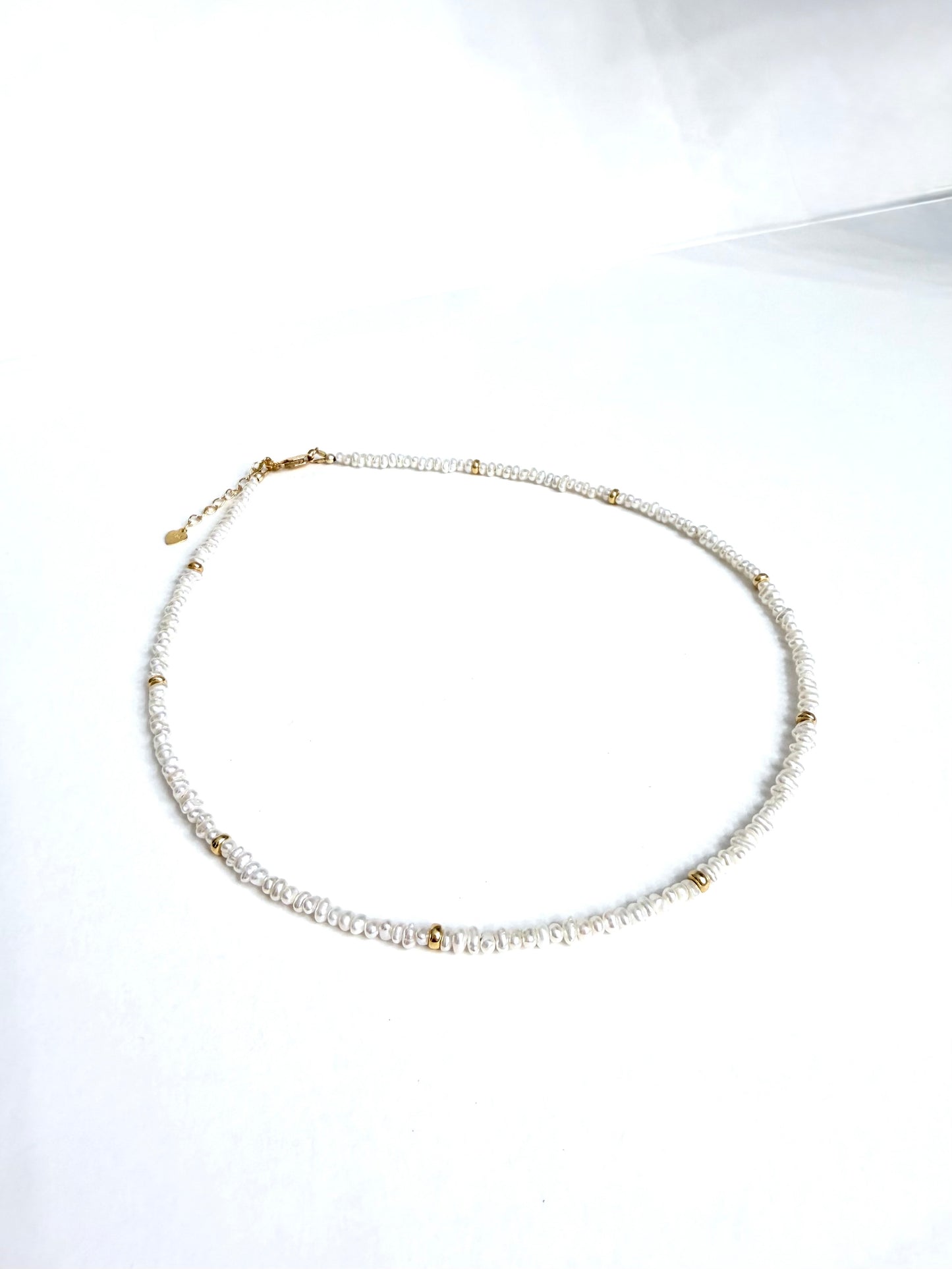Mini Freshwater Pearl Beaded Necklace | 18k Gold Plated