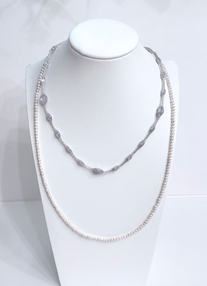 Lunelle by Heart and Hand Mini Freshwater Pearl Necklace with delicate white pearls on a fine chain.