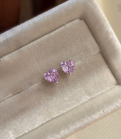 Heart Glow Lab-Grown Gemstone Stud Earrings - Lunelle Atelier