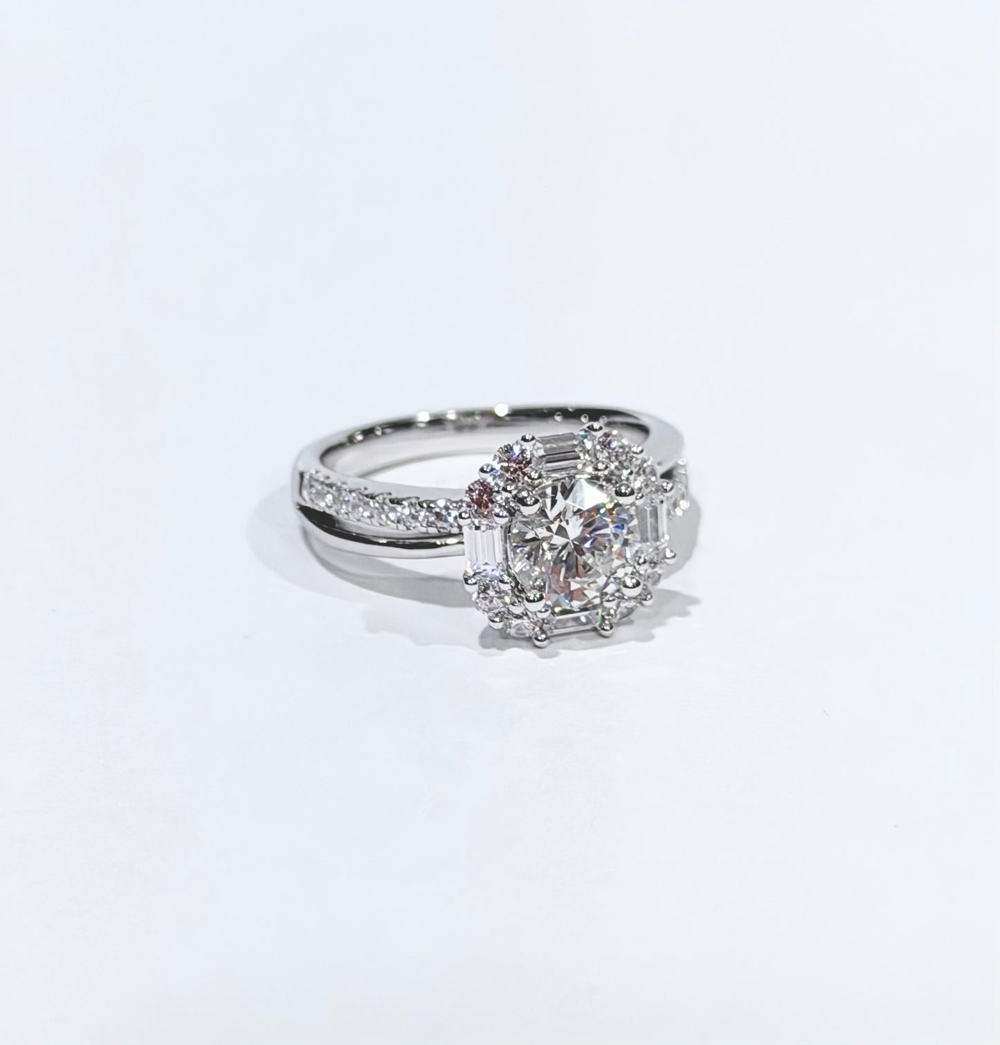 Diamond ring with a white background