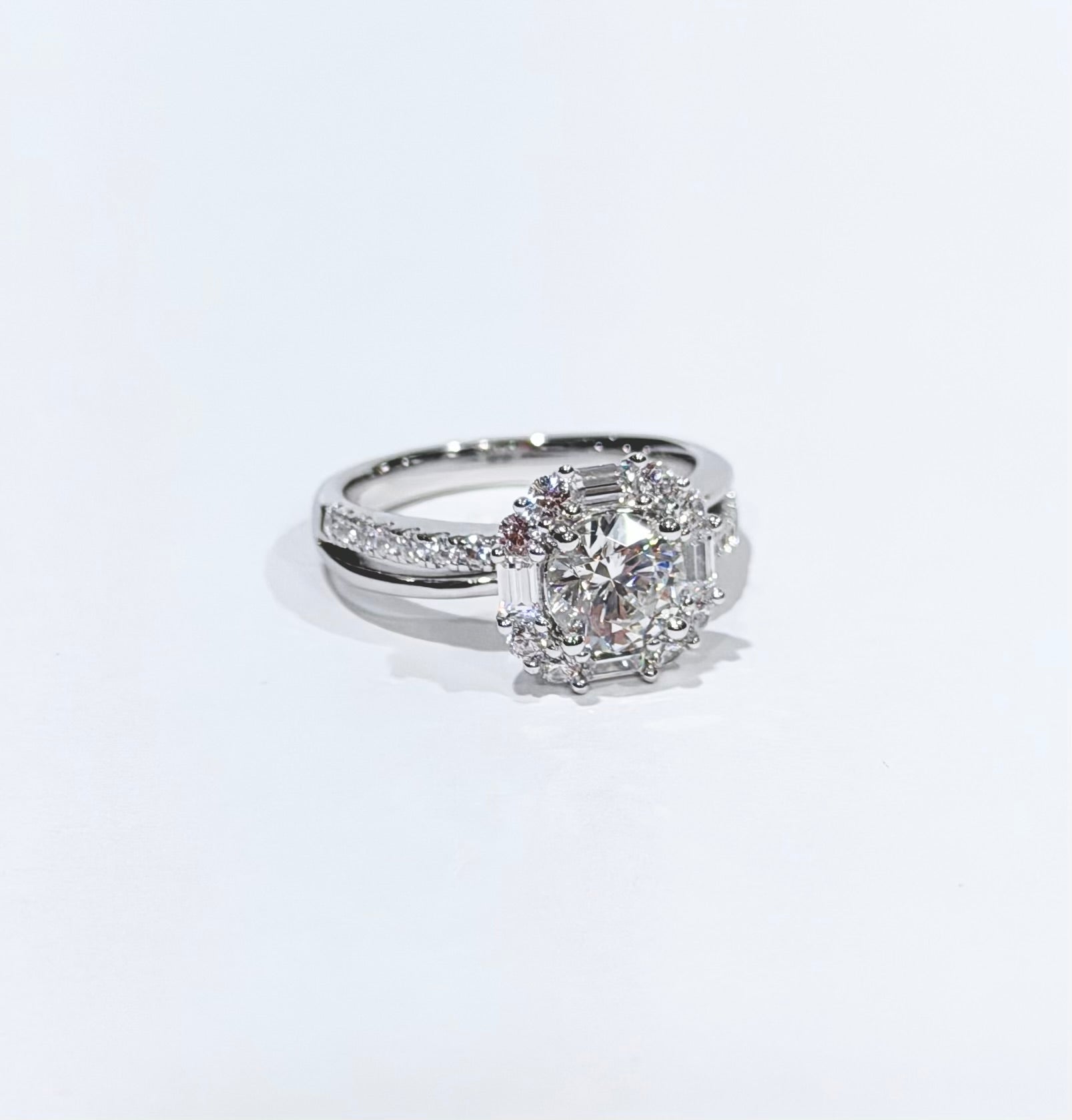 Diamond ring with a white background