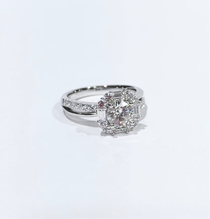 Diamond ring with a white background
