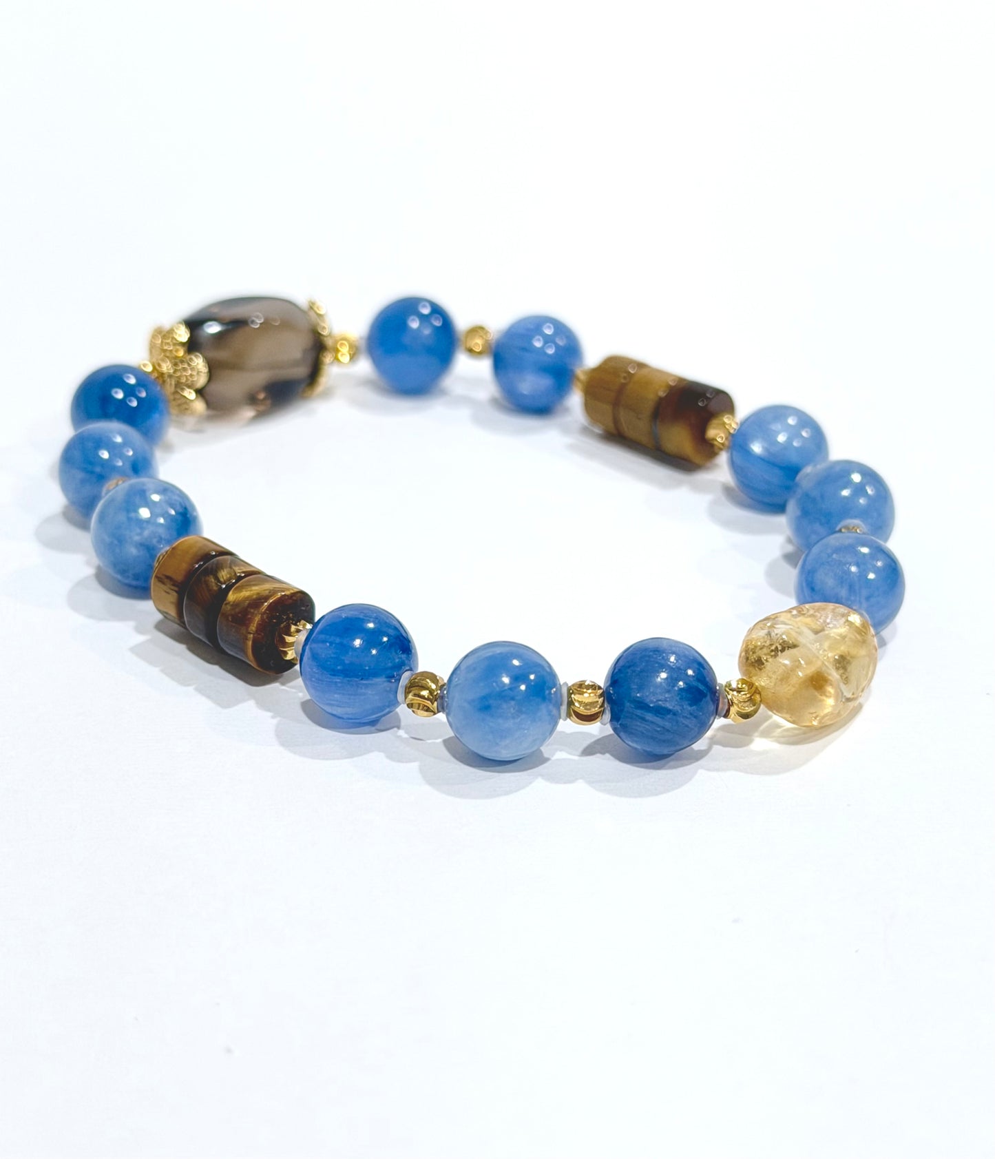 Multicolored beaded bracelet on a white background