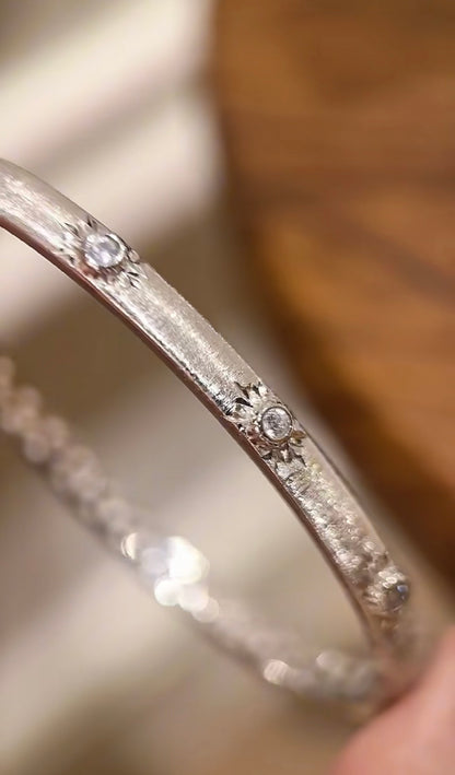 Stella Brushed Silver Bangle - Lunelle Atelier