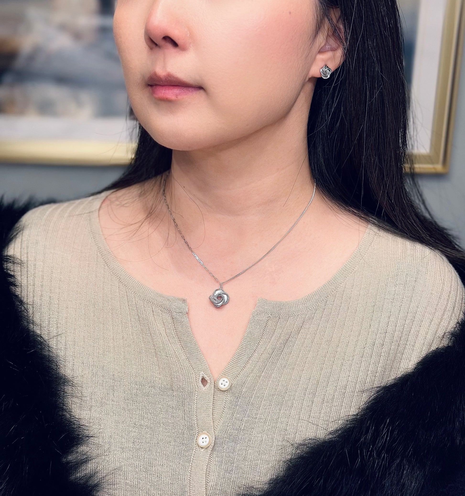 Mobius Swirl Necklace, White Gold - Lunelle Atelier